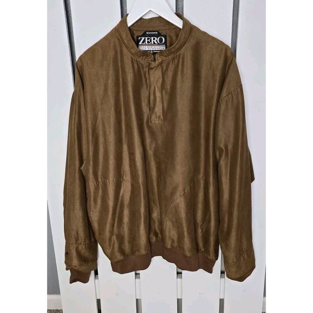 Zero Restriction Golf Pullover Sports Jacket Soft Microsuede Camel Brown Men's L